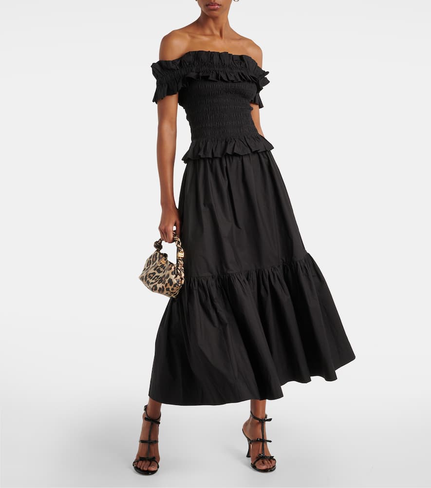 Cotton poplin midi skirt