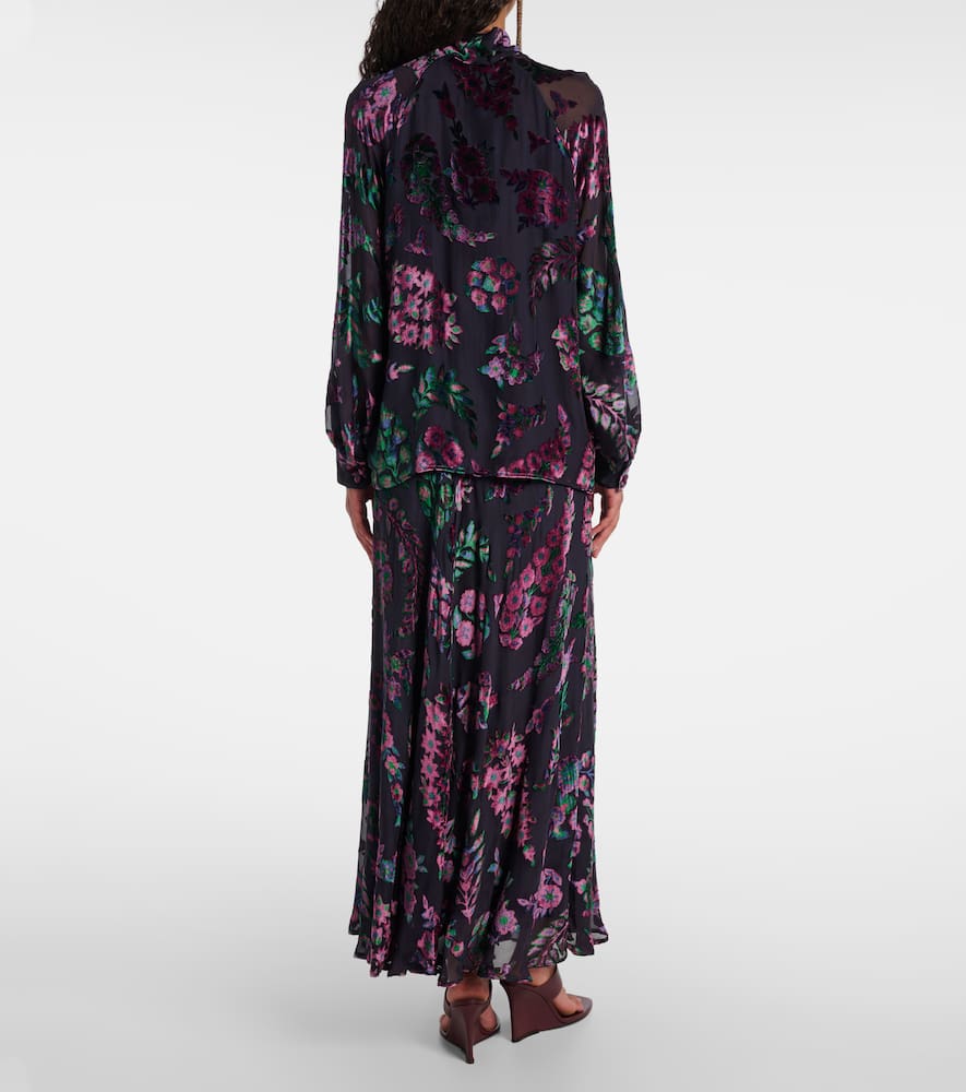 Printed tie-neck blouse