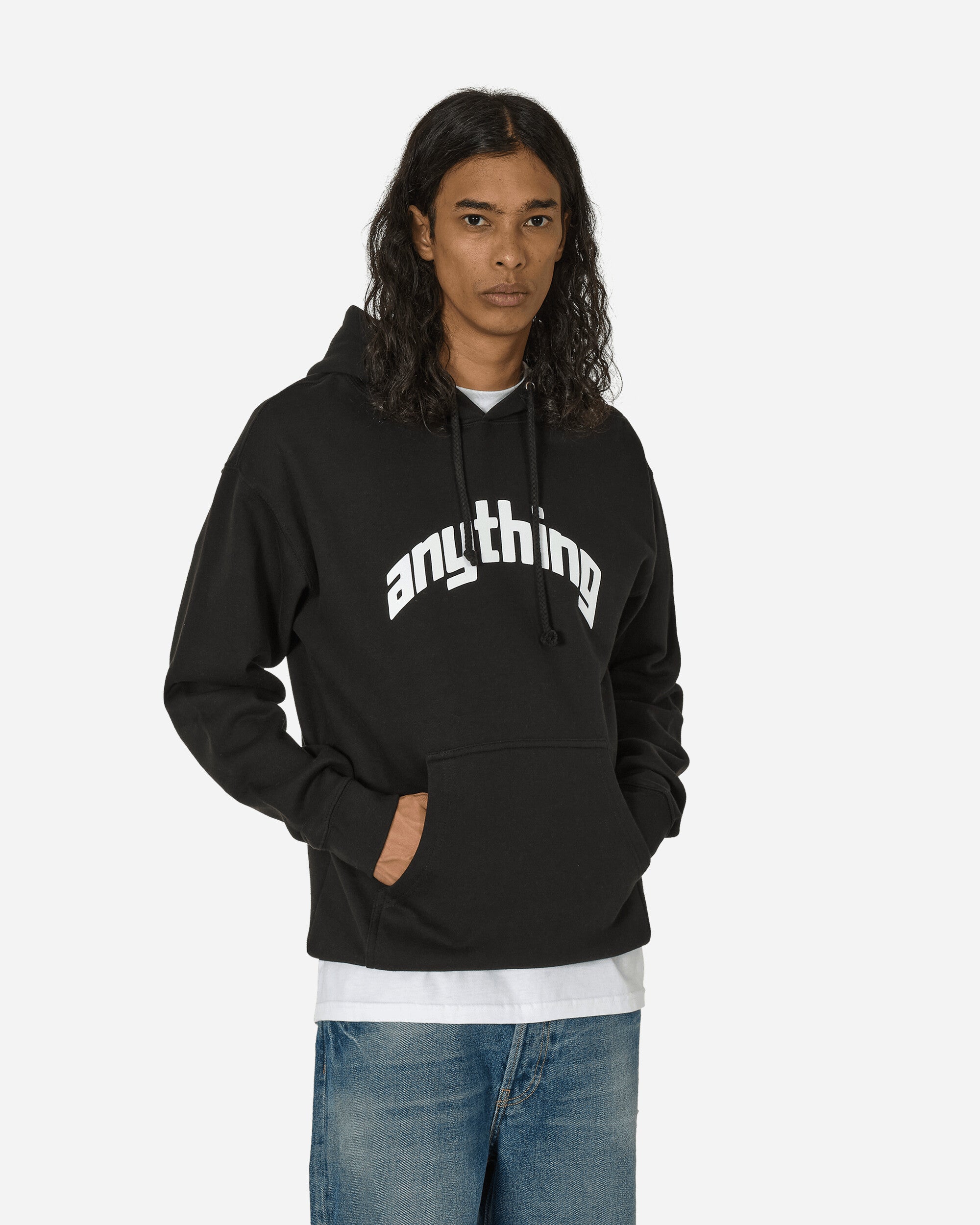 Curved Logo Hoodie Black
