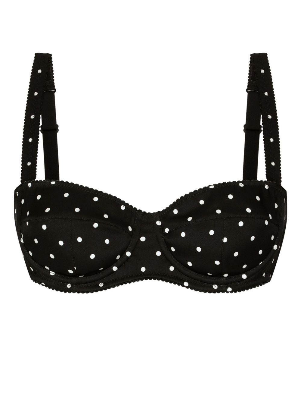 Polka dot-print balconette bra - Black