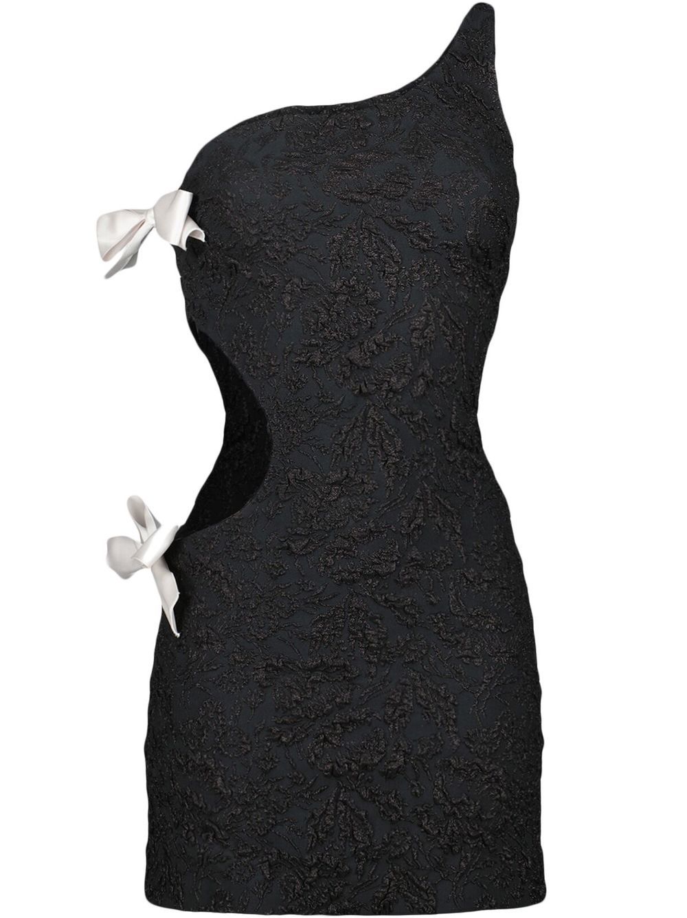 One-shoulder bow-detail dress - Black