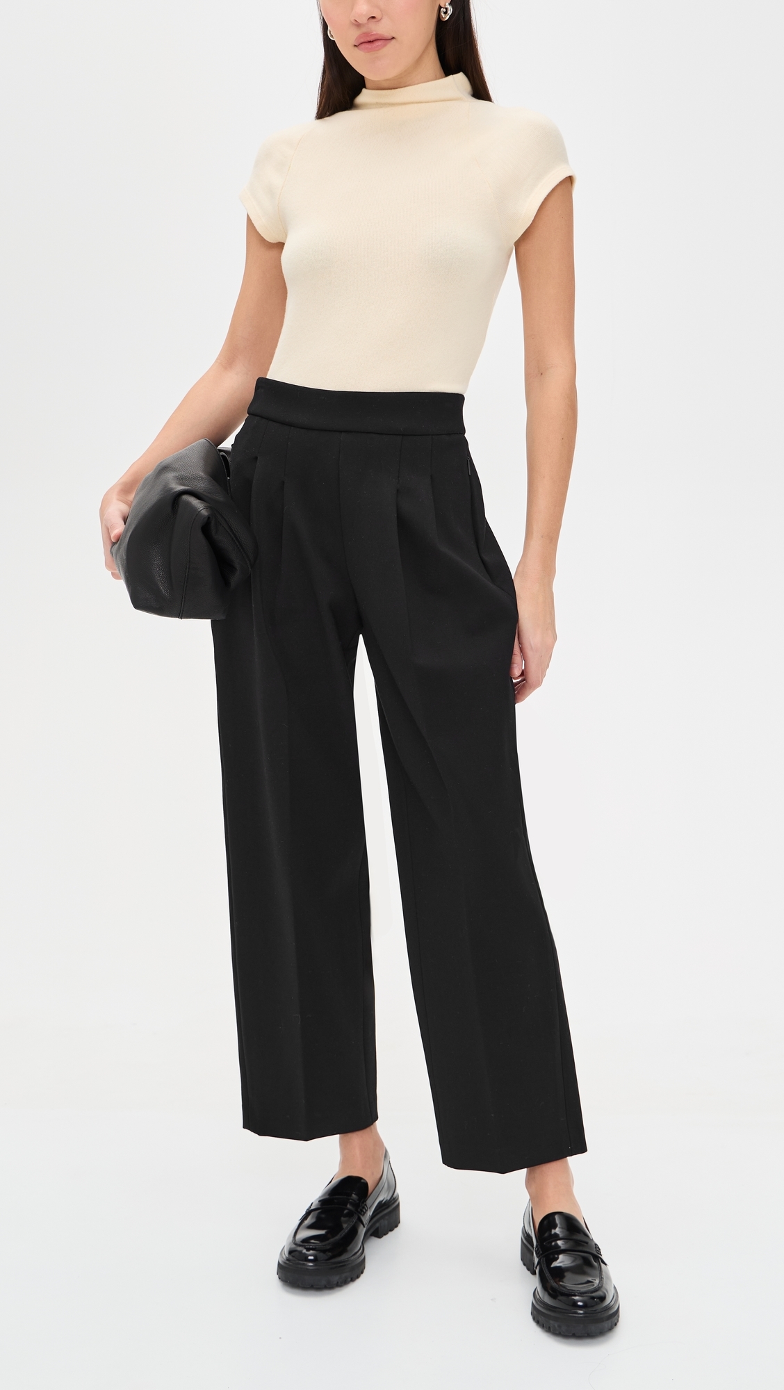 Ponte Pleated Ankle Pants Classic Black