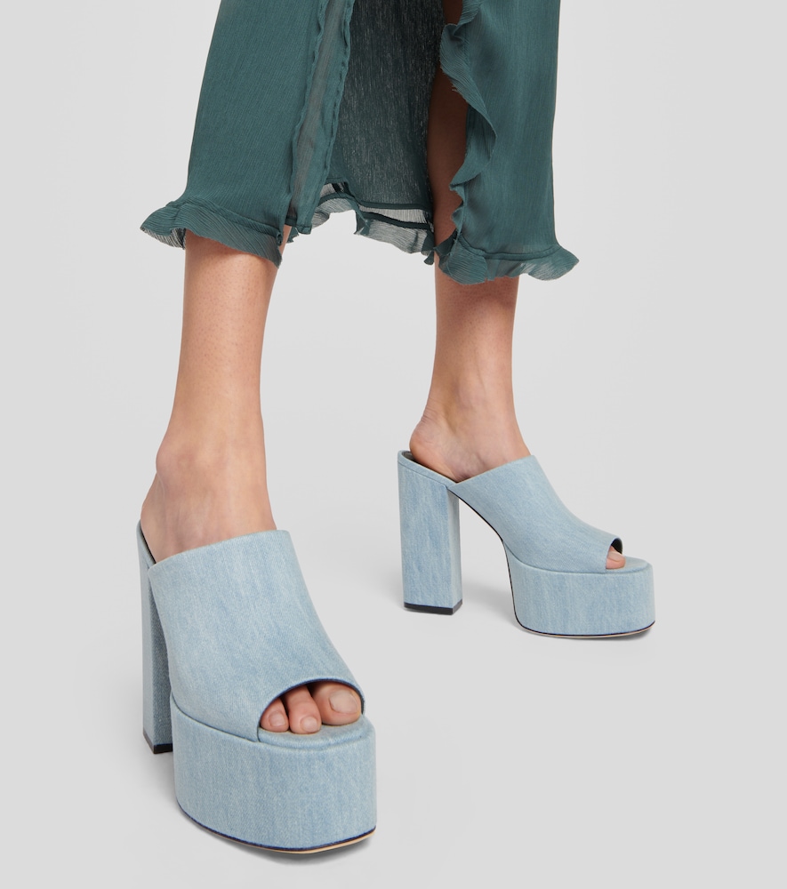 Sasha denim platform mules
