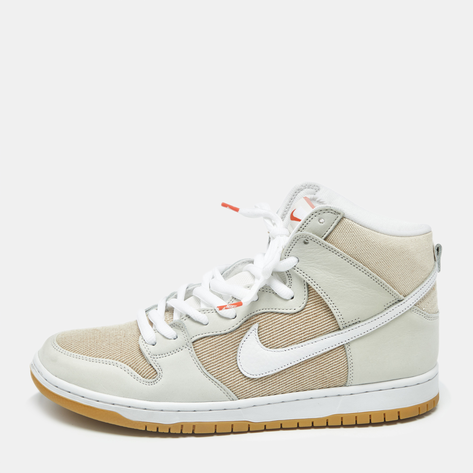 Nike SB Dunk Pro ISO Natural Beige Canvas and Nubuck Leather High Top Sneaker