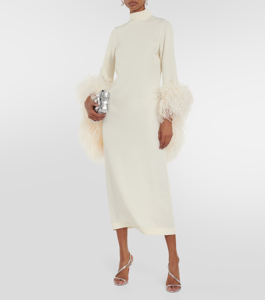 Del Rio feather-trimmed maxi dress