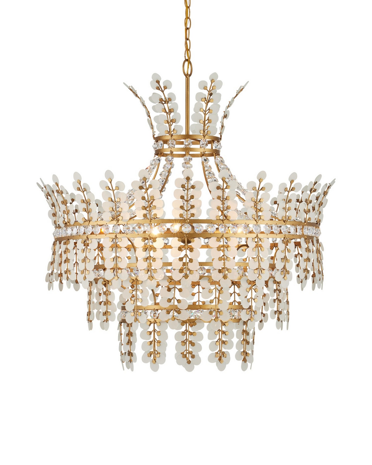 Frosted Clear Brass Chandelier from the Bradshaw Collection