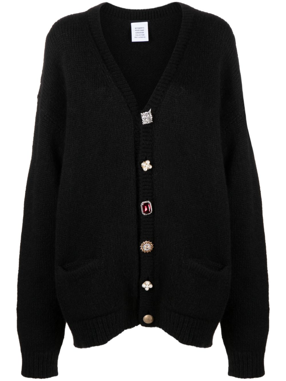 Oversized embellished cardigan - Black