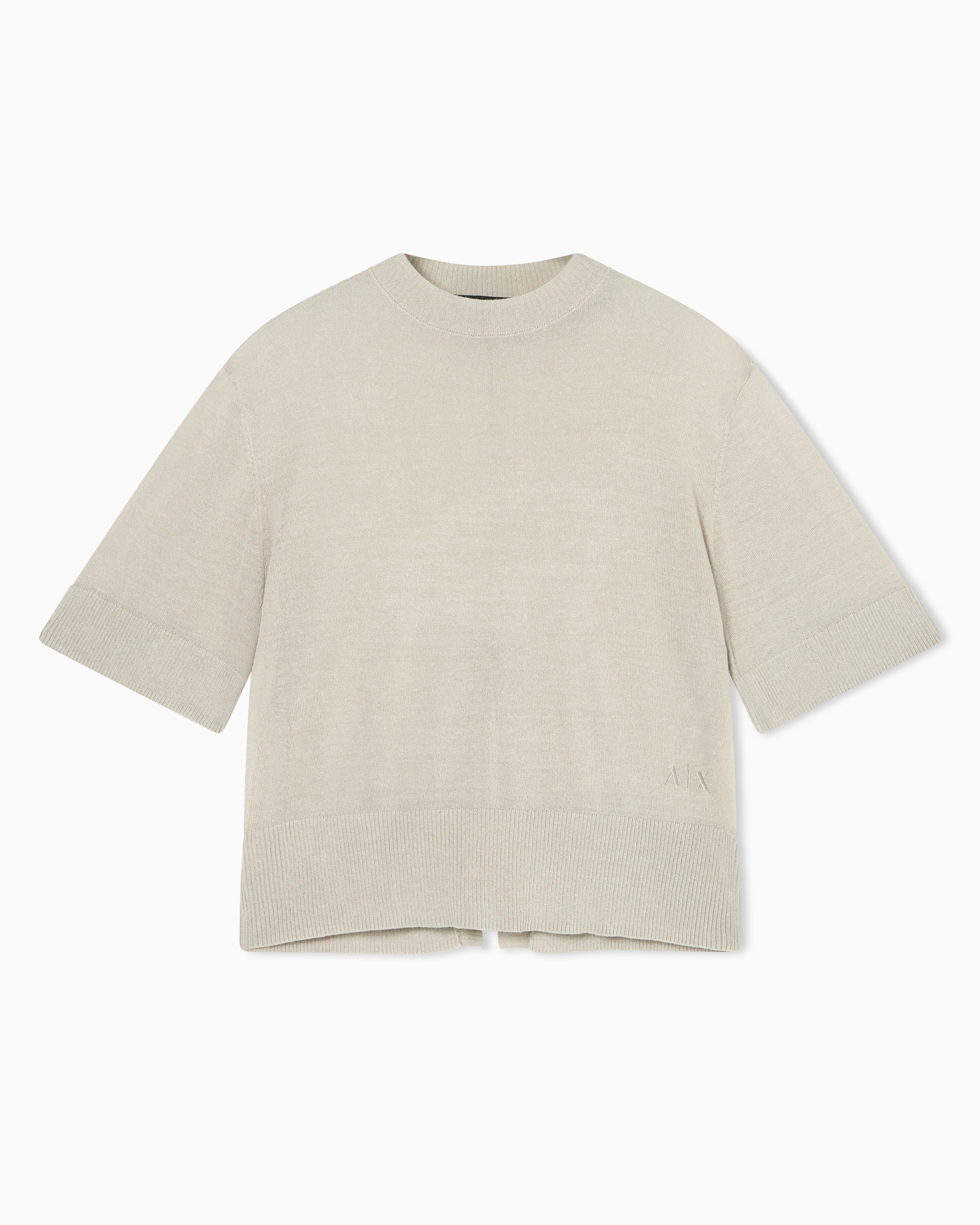 Linen blend top with back slit