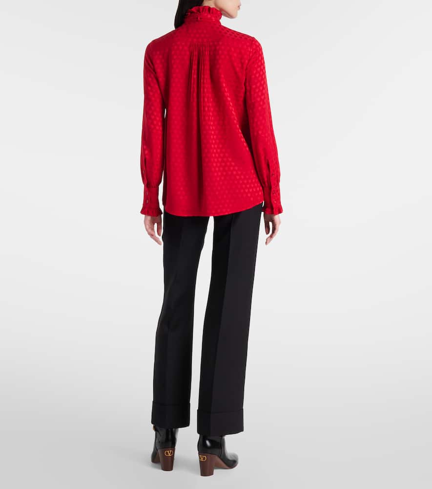 La Cour De Caur bow-detail silk crêpe shirt