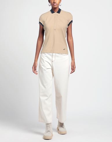 Jacob Cohёn Woman Polo shirt Beige Size L Cotton, Elastane
