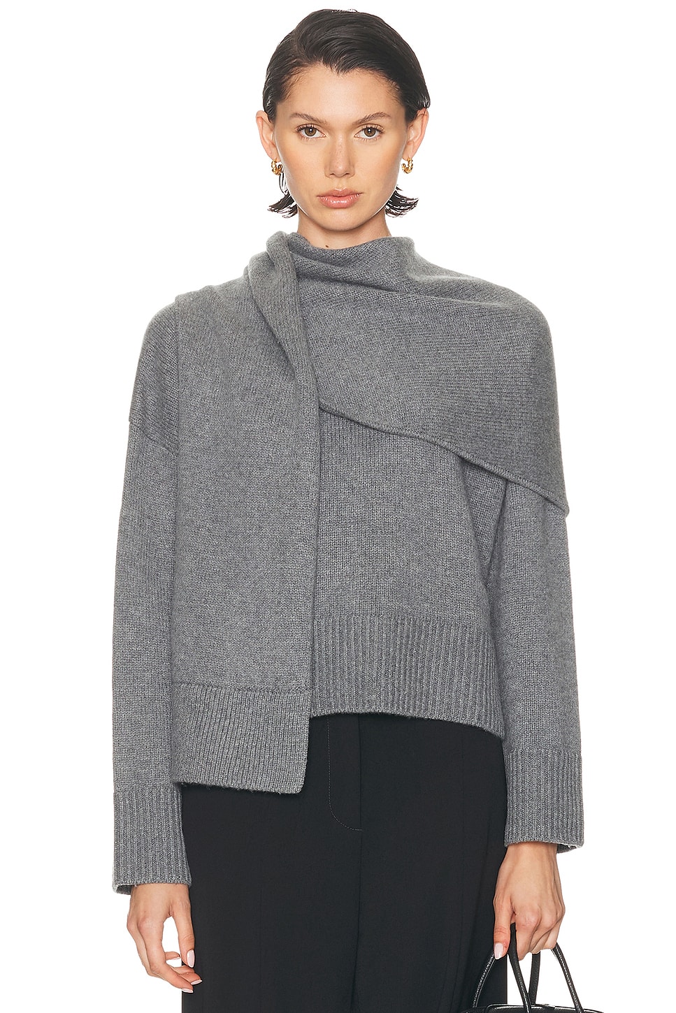 SIMKHAI Elson Scarf Sweater in Chocolate.  XS. Also in L