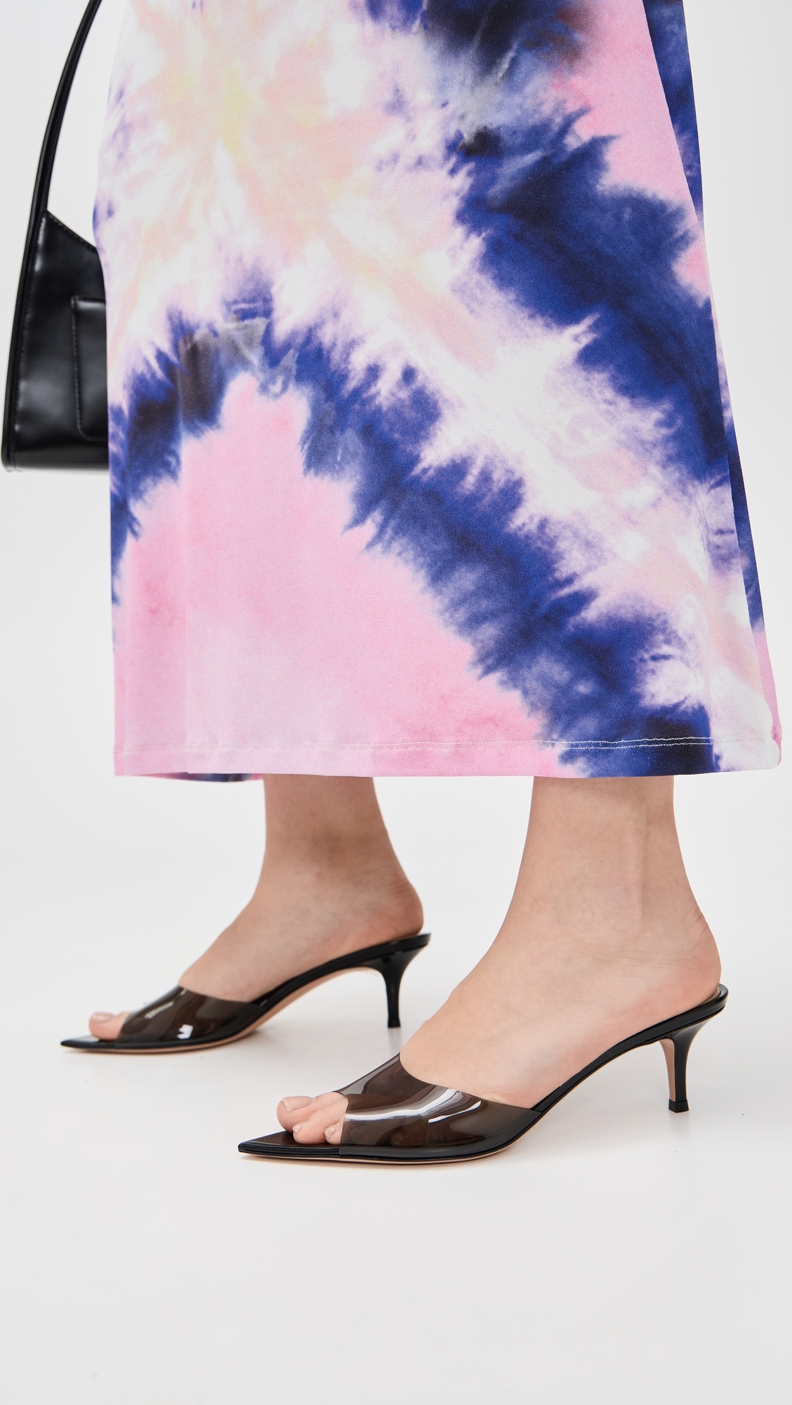 Gianvito Rossi Elle 55 Glass + Vernice Sandals Fume/Black