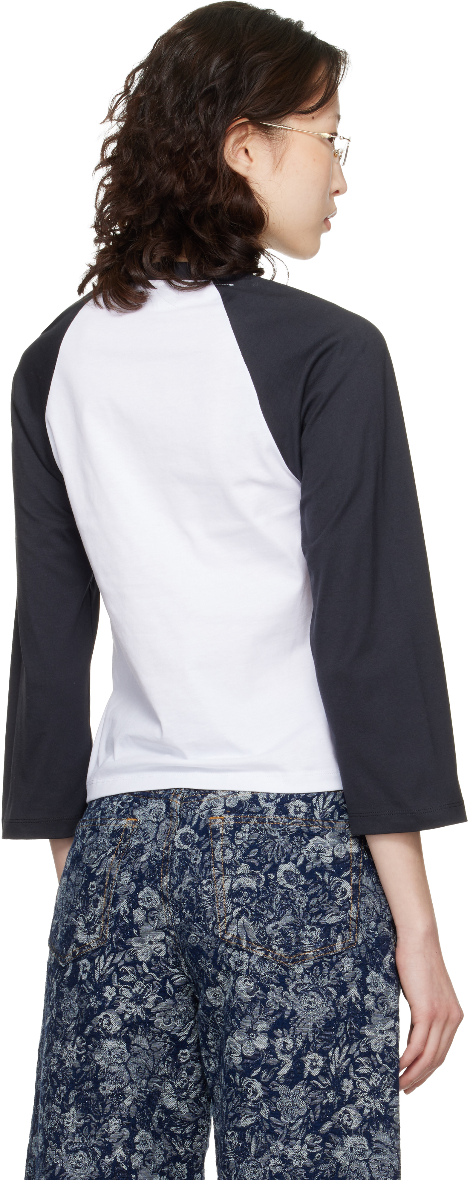 White & Black Basic Jersey Baseball T-shirt