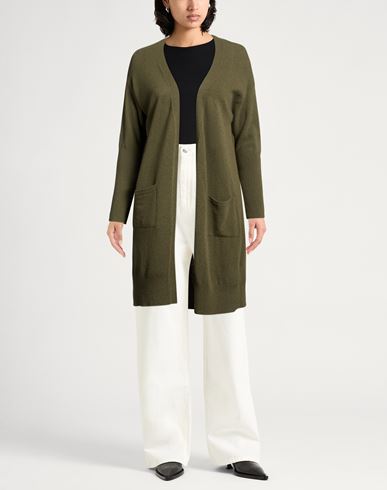 Collezione N_01 Woman Cardigan Military green Size S Merino Wool, Cashmere