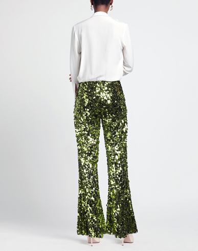 Woman Pants Lime green Size M Polyester