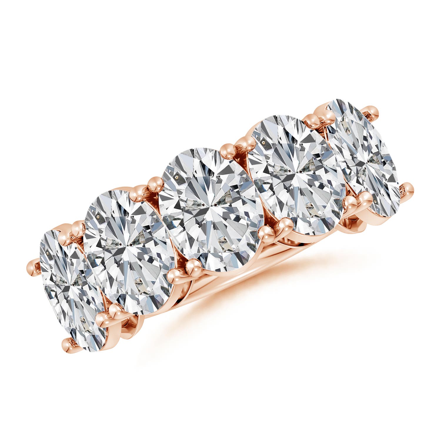 Angara 7.5 Carats Oval Diamond Five Stone Classic Anniversary Ring in 18K Rose Gold