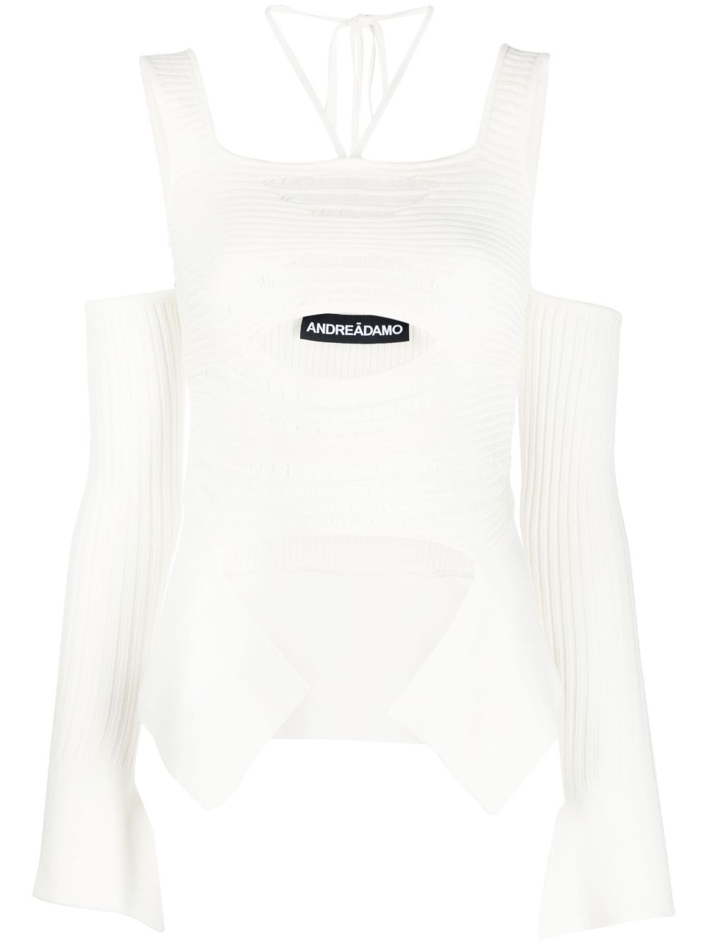 Cut-out detail ribbed knit top - Neutrals