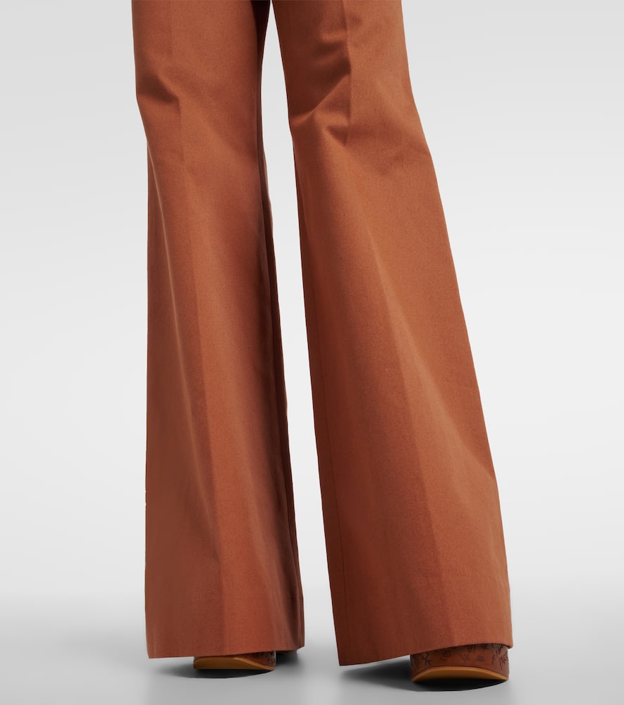 Chloé High-rise cotton canvas flared pants