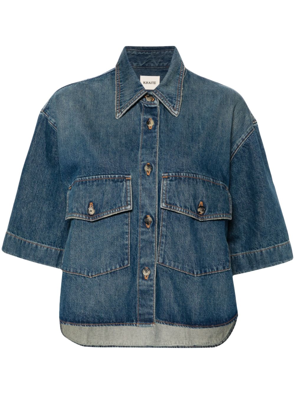 Short-sleeved denim shirt - Blue