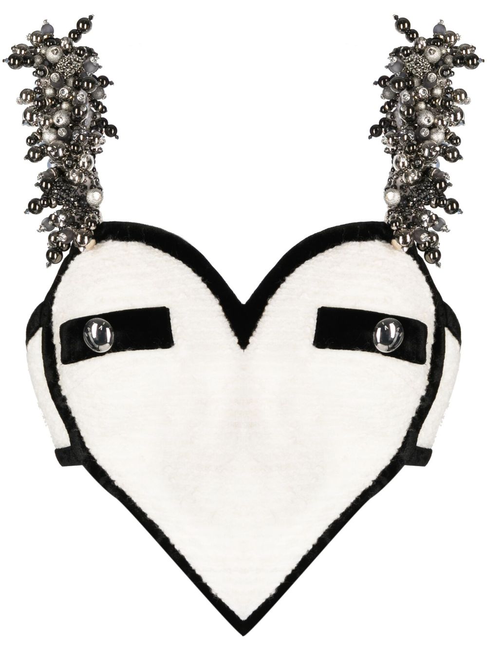 Bead-embellished heart crop top - White