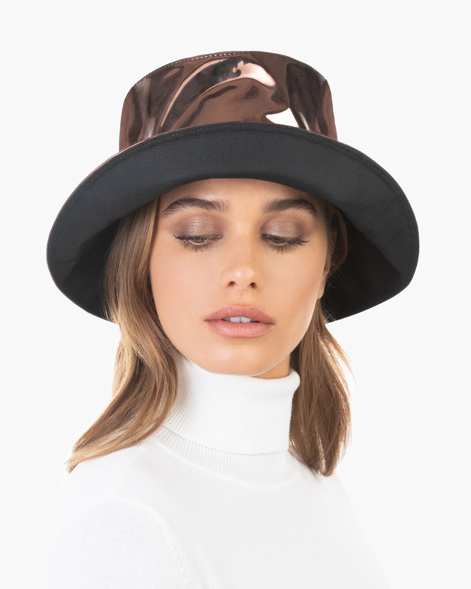 Patti Bucket Hat for Women - Olive, Patent Vinyl, Water-Repellent, Made in USA