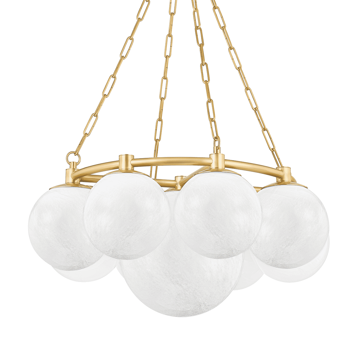 Aged Brass Nine Light Chandelier from the Thornwood Collection