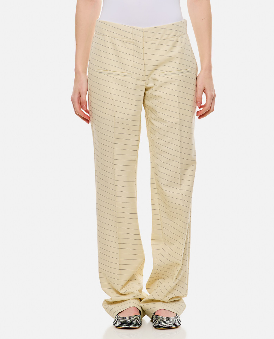 Diagonal-stripe straight-leg trousers - Neutrals