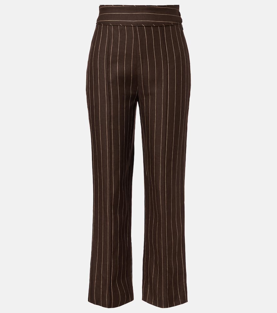 Thea pinstripe high-rise linen pants