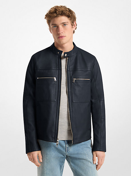 Leather Double-Zip Racer Jacket
