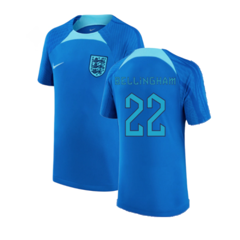 (XXL) 2022-2023 England Strike Dri-FIT Training Shirt (Blue) (Bellingham 22)