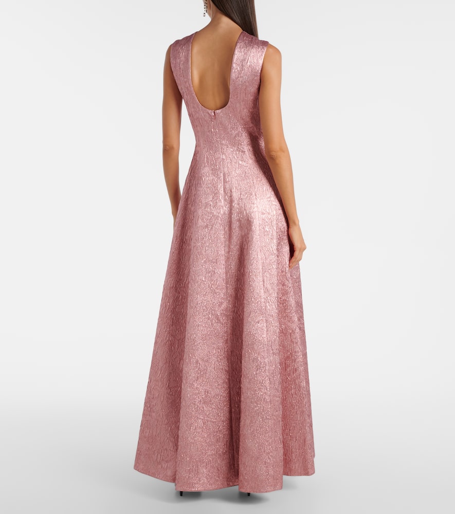 Nodin open-back cloque gown