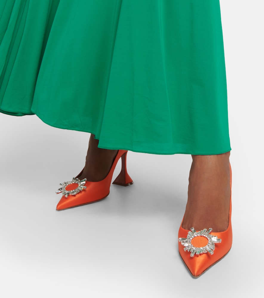 Crystal-embellished satin pumps