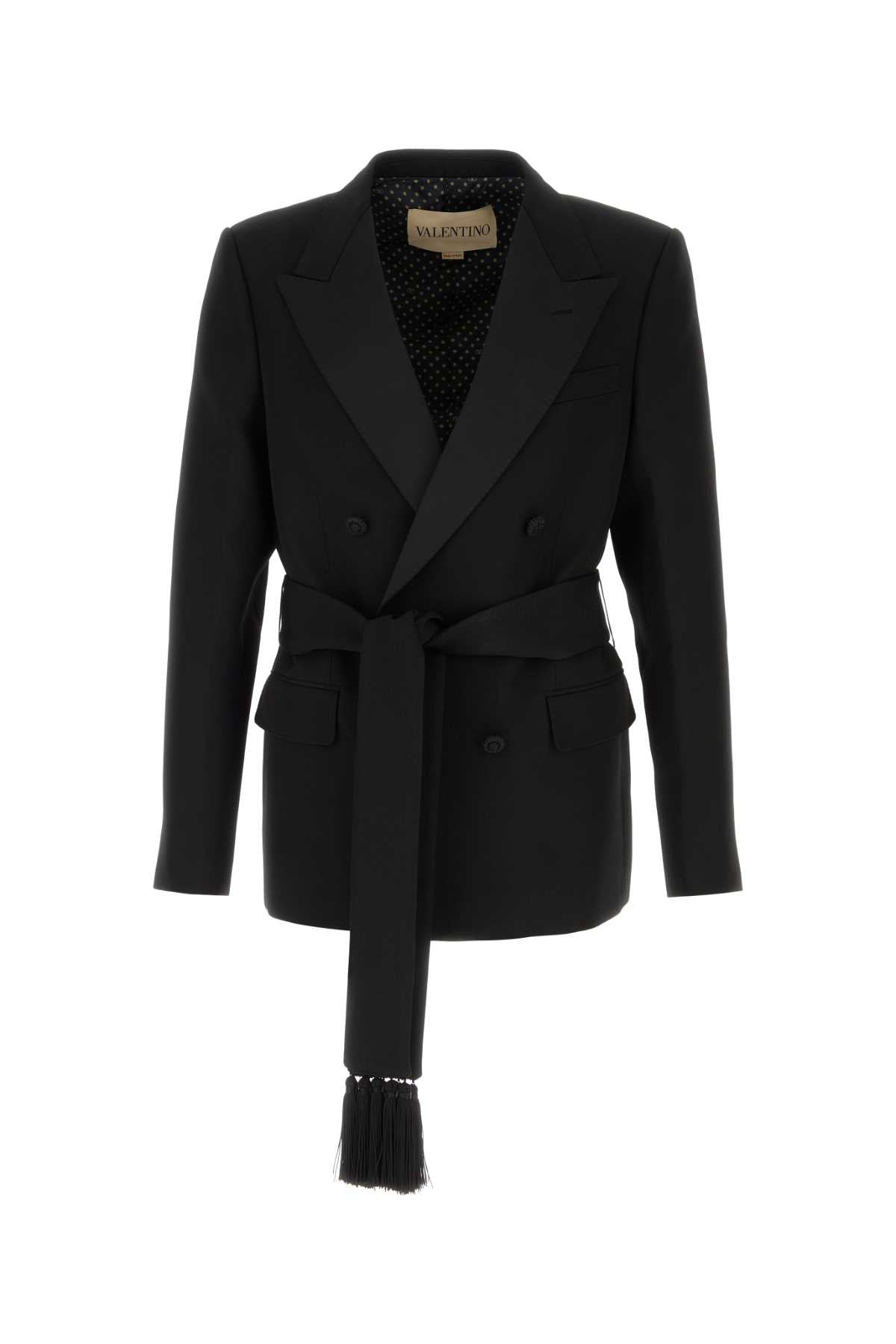 Virgin Wool Double-Breasted Blazer — Black