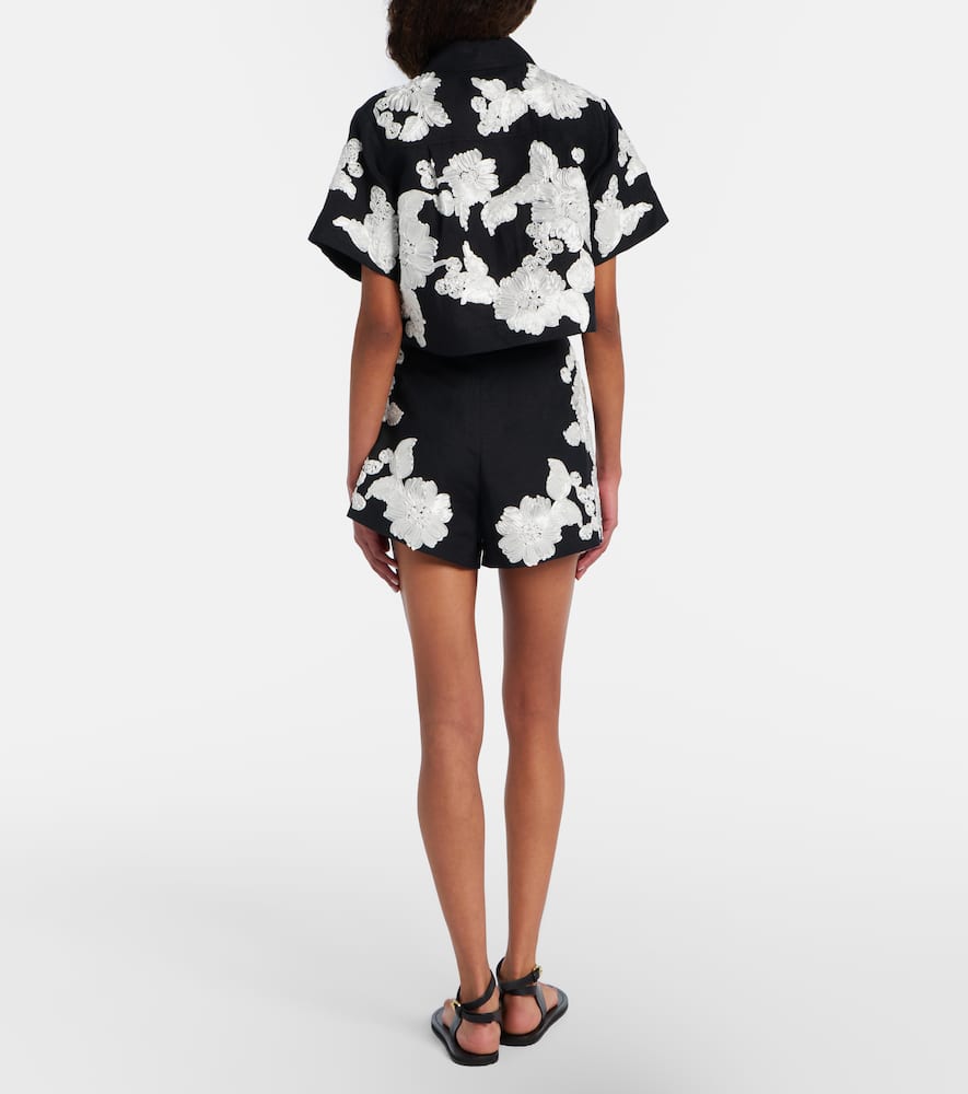 Sammi embroidered linen-blend shorts