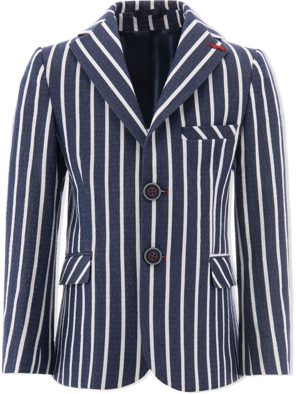 Striped single-breasted blazer - Blue