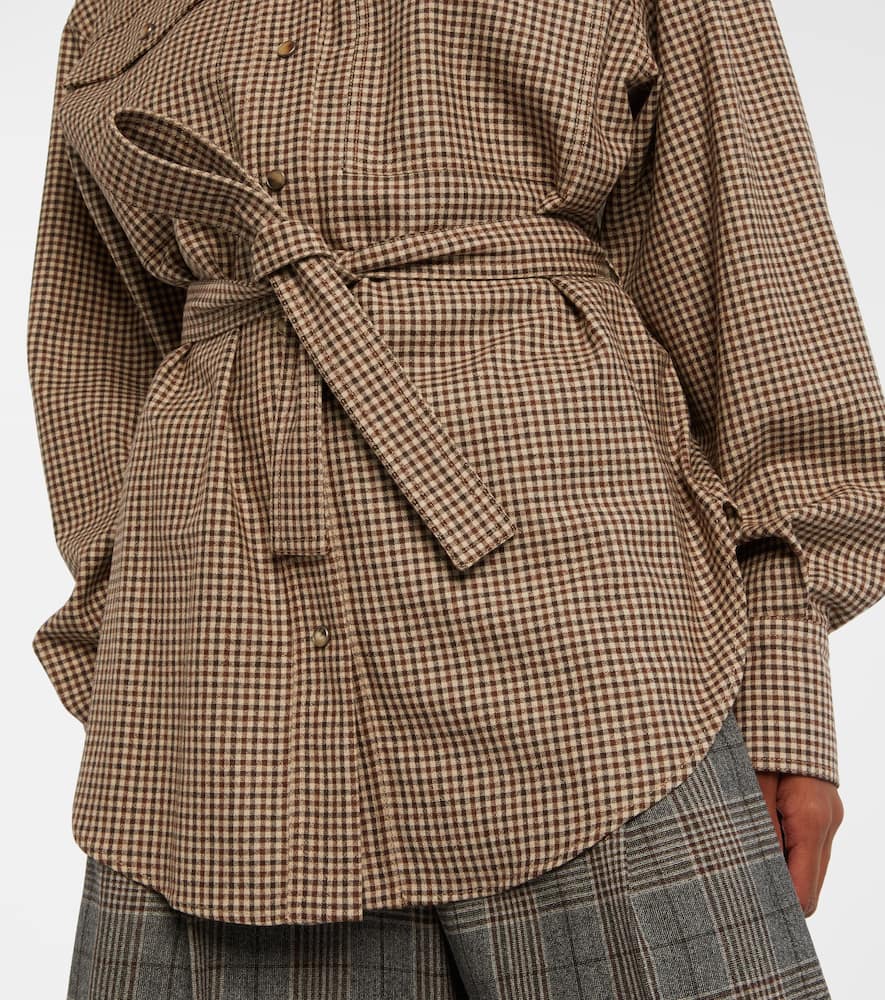 Checked virgin wool overshirt
