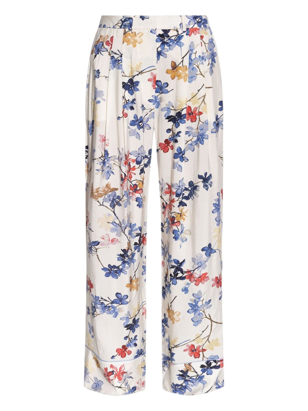 Floral-print wide-leg trousers - White
