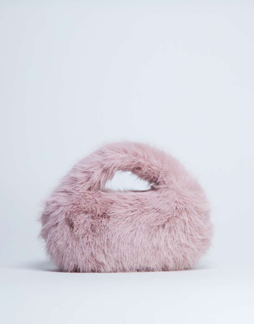 Gemima faux fur grab bag in pink