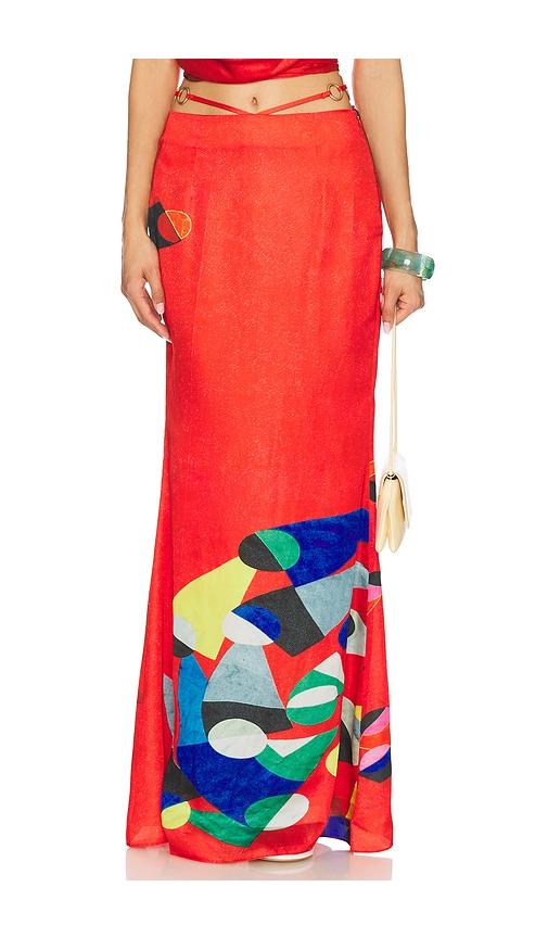 Yellow The Label Athena Ring Skirt in Red. - S also in