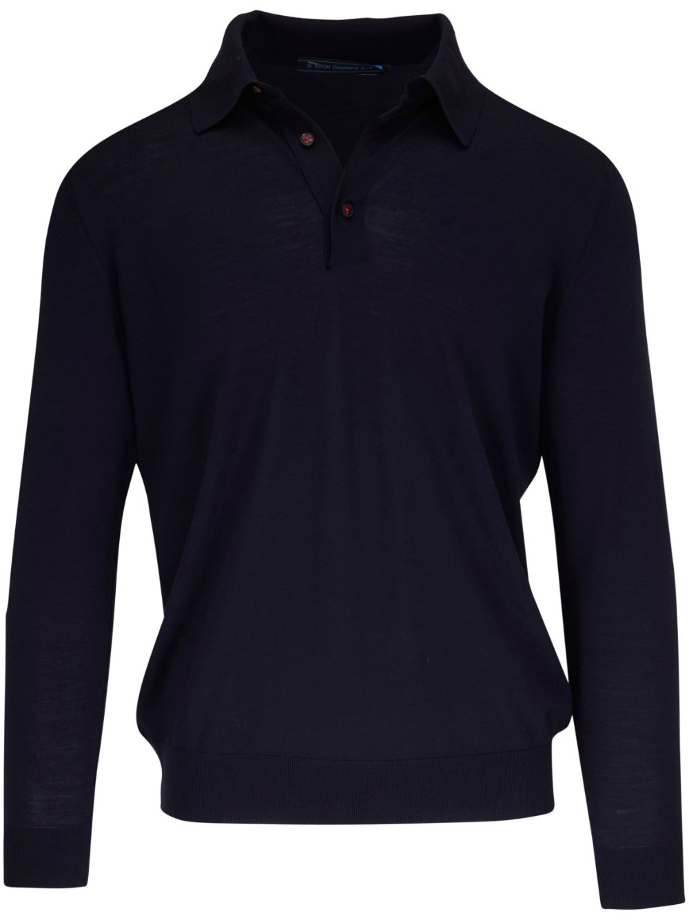 Knitted wool polo jumper - Blue