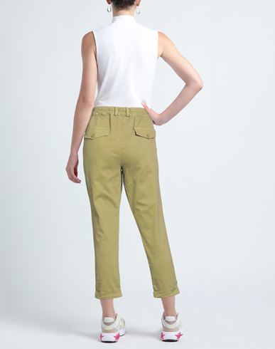 Please Woman Pants Military green Size M Cotton, Elastane