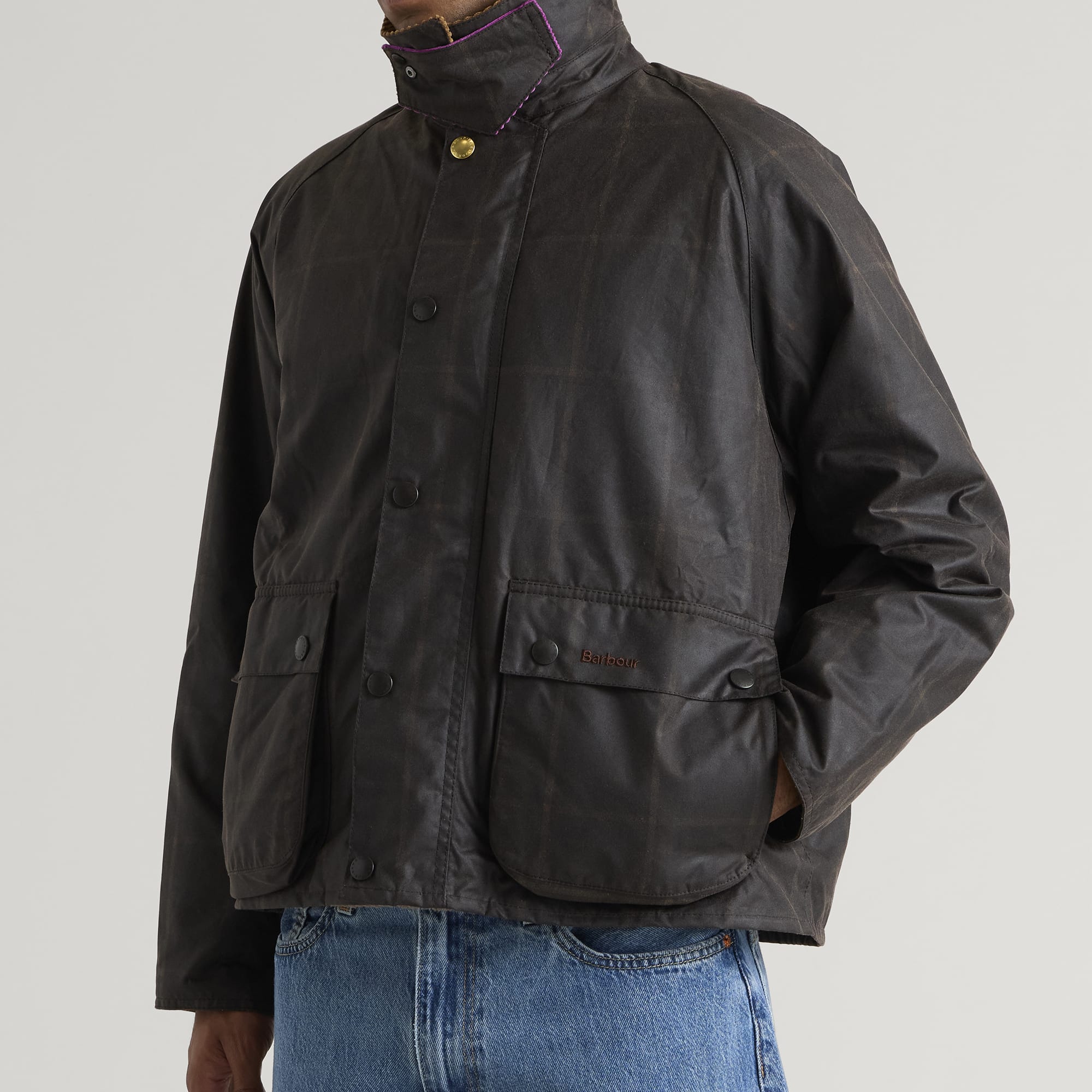 Men's x Paul Smith Transport Windowpane Wax Jacket in Rustic/Bark