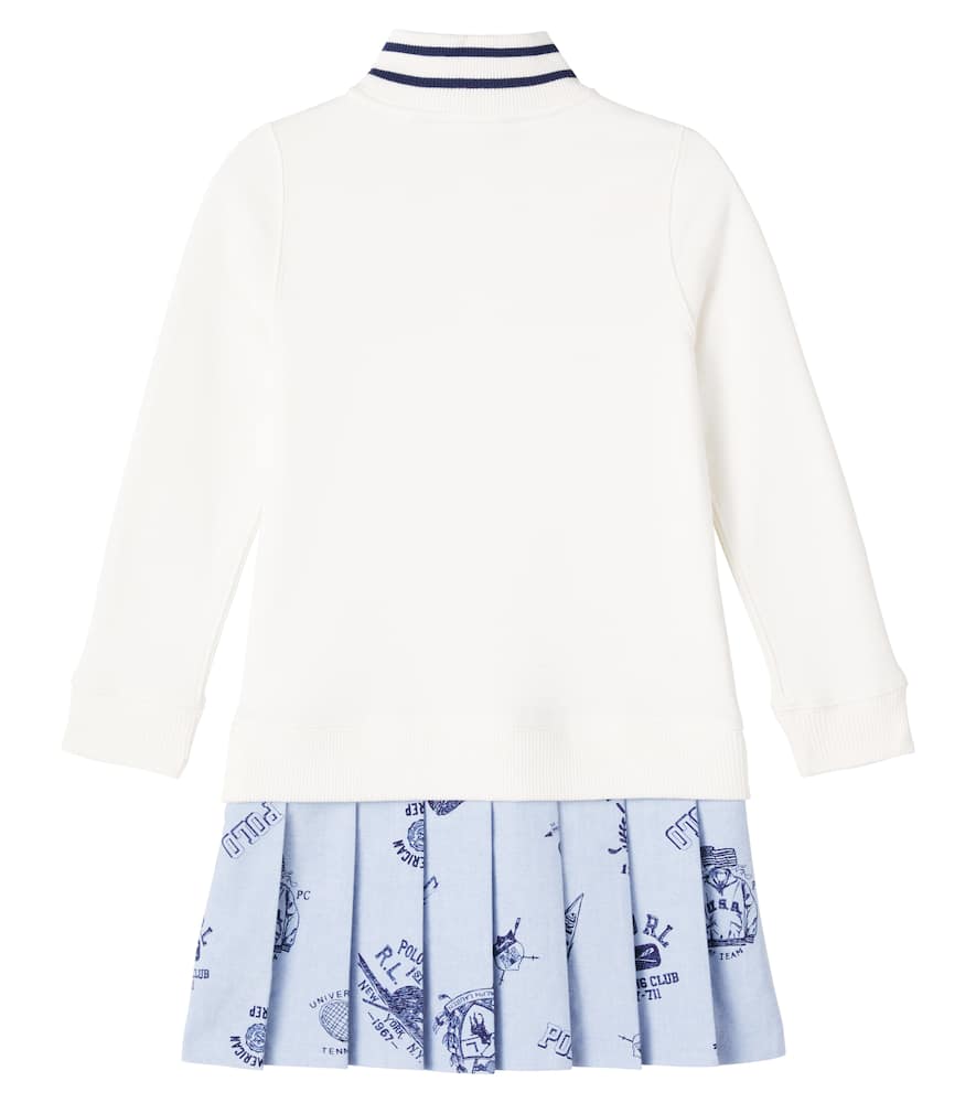 Pleated cotton-blend terry polo dress