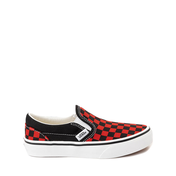 Vans Slip-On Checkerboard Skate Shoe - Little Kid - Black / Red