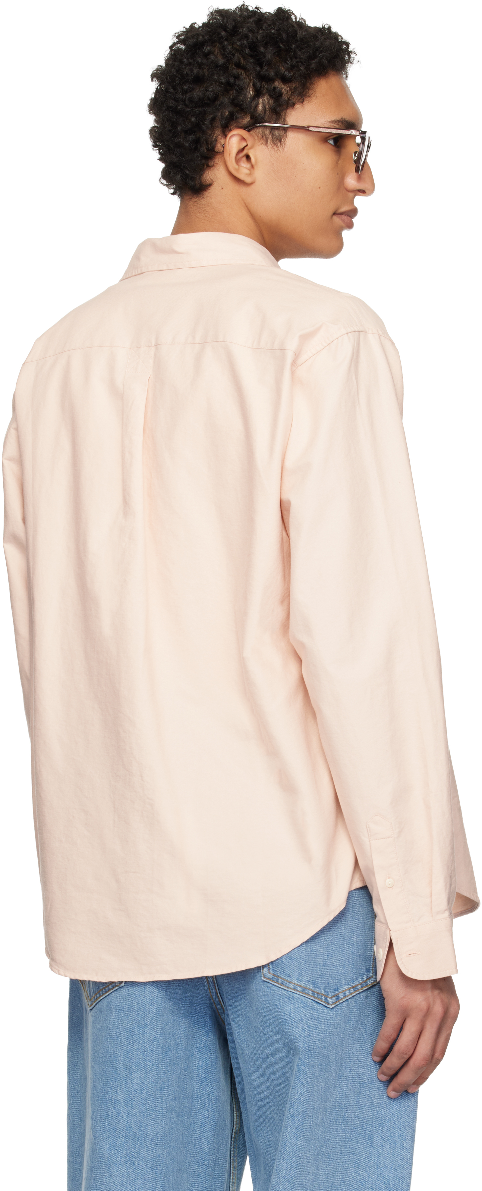 Pink Button-Down Cotton Oxford Long Sleeve Shirt