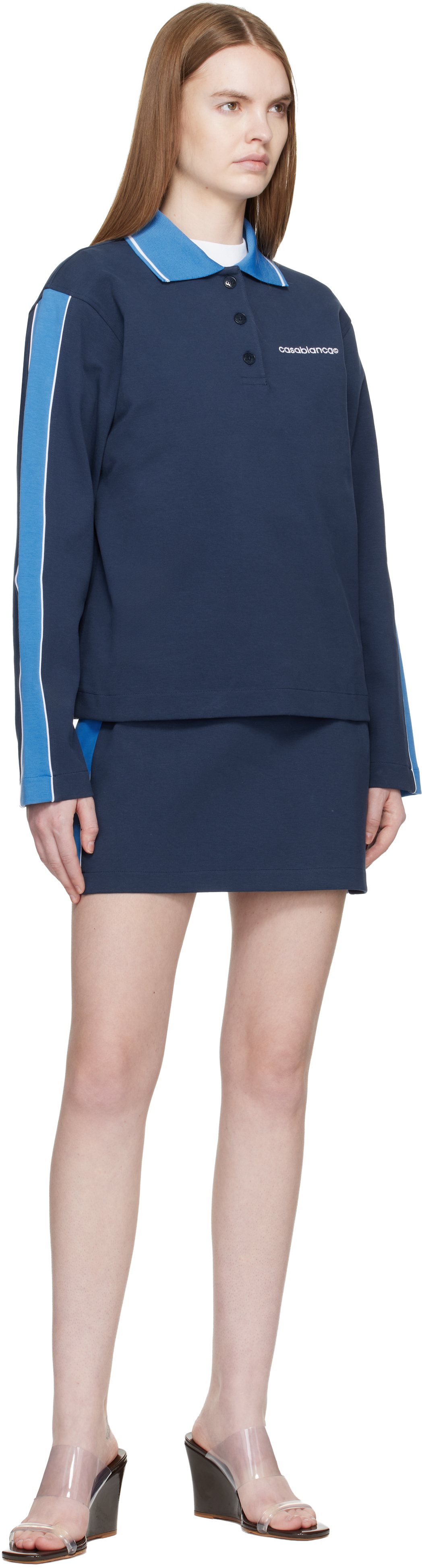 Navy Punto Polo Collared Sweatshirt