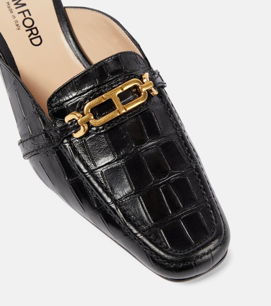 Whitney croc-effect leather slippers