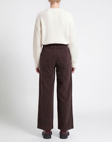 Woman Pants Chocolate brown Size M Cotton, Elastane