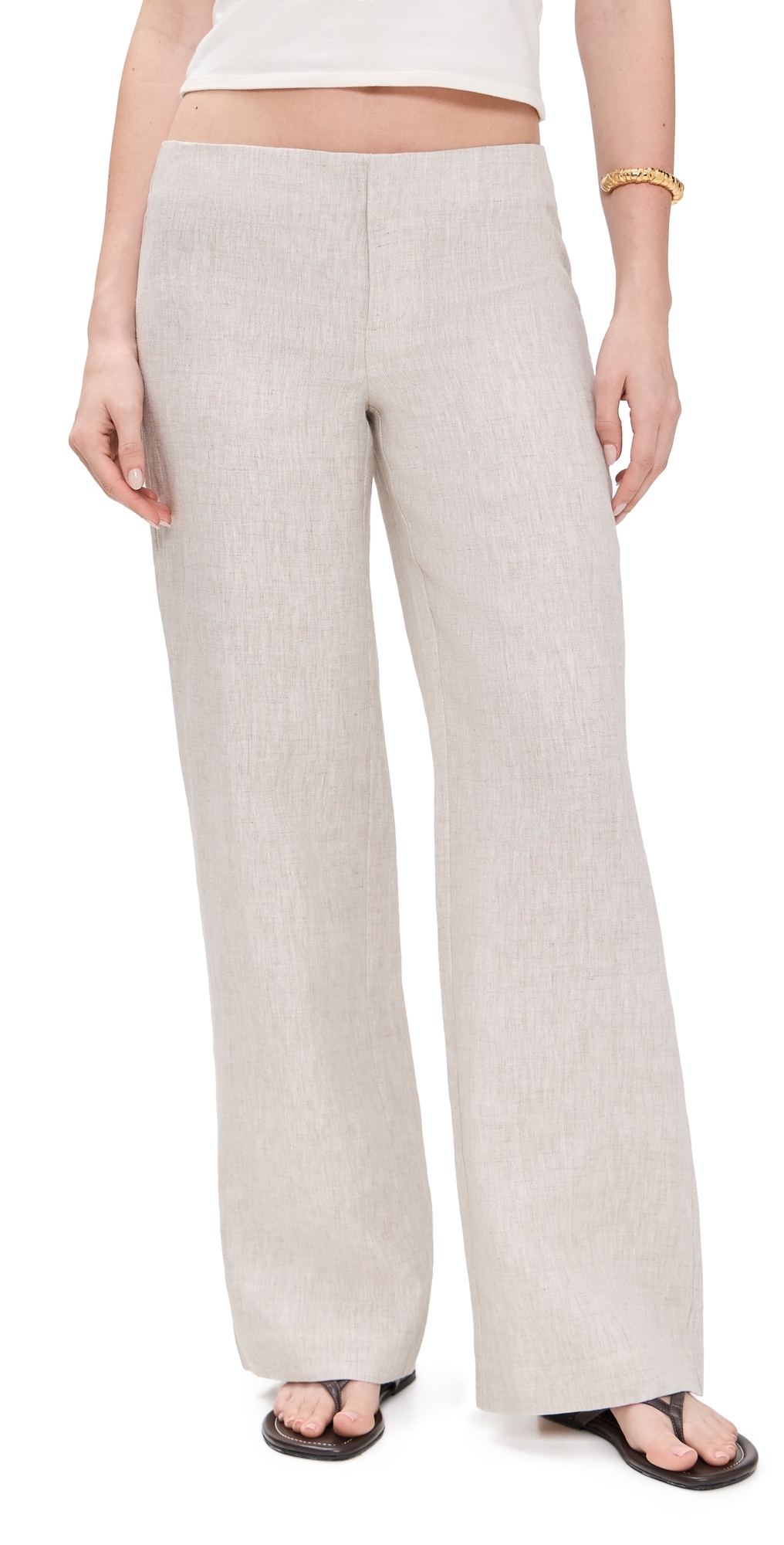 Reformation Vida Low Rise Linen Pants Oatmeal