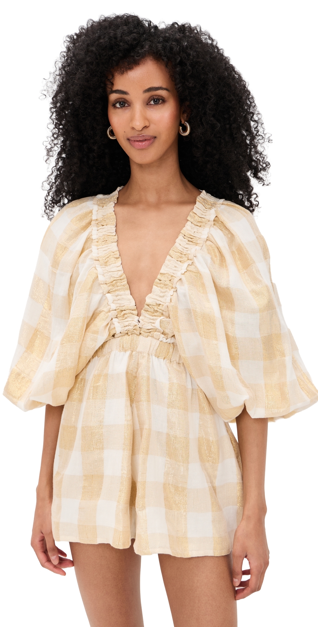 Alicia Jumpsuit Gingham Gold L